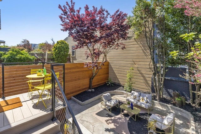 57 Niagara Ave, San Francisco, CA 94112 - fenced backyard featuring outdoor lounge area and a patio area