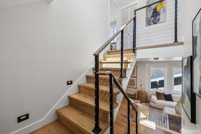 57 Niagara Ave, San Francisco, CA 94112 - stairway with wood finished floors and a high ceiling