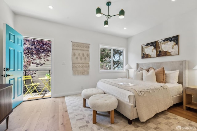 57 Niagara Ave, San Francisco, CA 94112 - bedroom with light wood-type flooring, a chandelier, and recessed lighting
