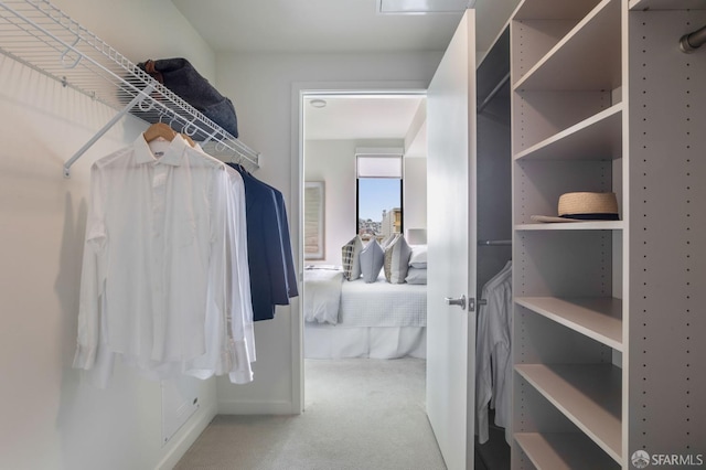 walk in closet featuring carpet flooring