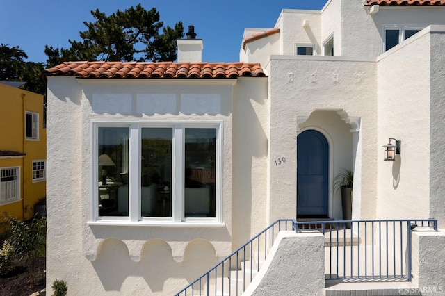 130 Cerritos Ave, San Francisco, CA 94127 - property entrance with a tile roof and stucco siding