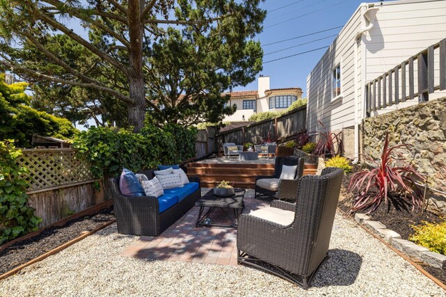 130 Cerritos Ave, San Francisco, CA 94127 - fenced backyard featuring outdoor lounge area and a patio