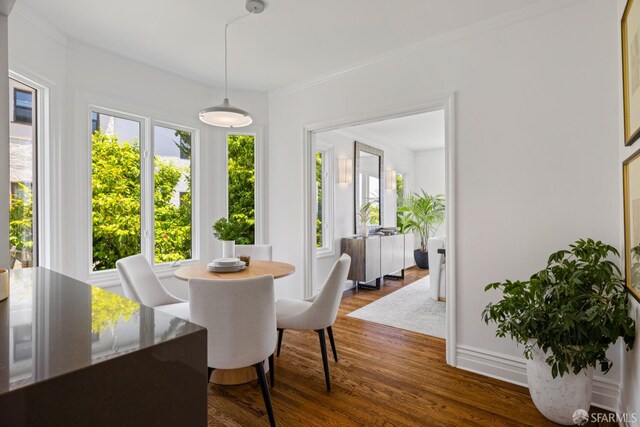 130 Cerritos Ave, San Francisco, CA 94127 - dining space featuring dark wood finished floors, ornamental molding, and baseboards