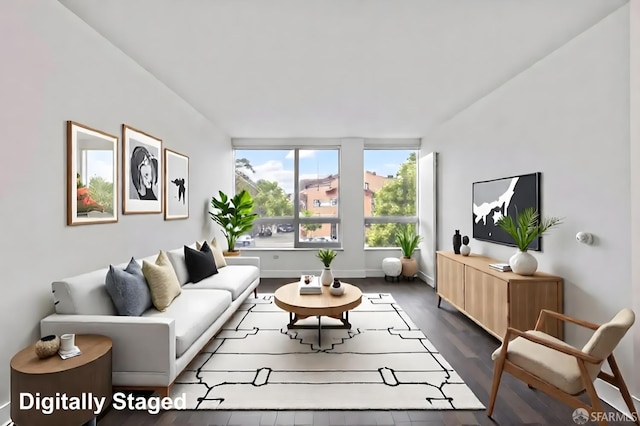 8 Buchanan St Unit 202, San Francisco, CA 94102 - living area featuring dark wood-style flooring