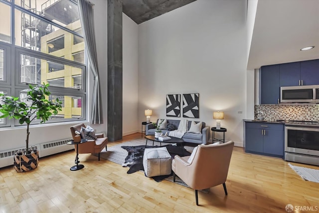 living room featuring light hardwood / wood-style flooring