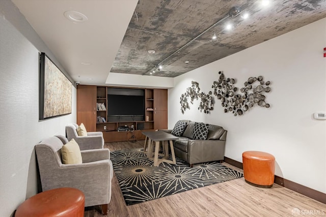 living room with wood-type flooring