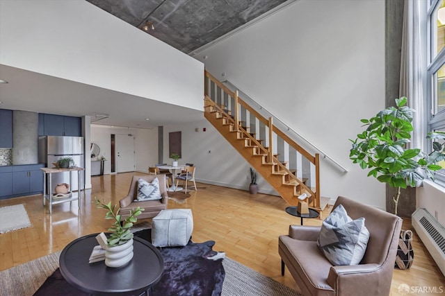 living room featuring light hardwood / wood-style flooring