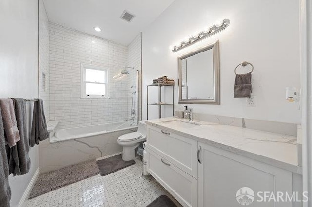3000 26th St, San Francisco, CA 94110 - bathroom with vanity, toilet, bathing tub / shower combination, and recessed lighting