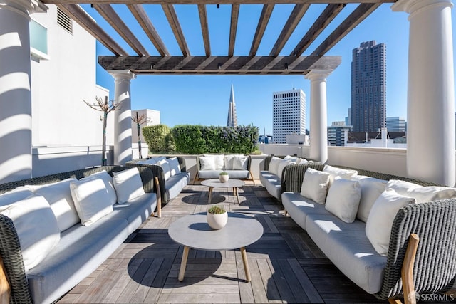 875 California St Unit 403, San Francisco, CA 94108 - view of patio with an outdoor hangout area, a view of city, and a wooden deck