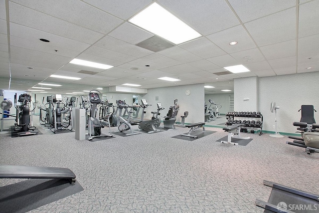 601 Van Ness Ave Unit 71, San Francisco, CA 94102 - workout area featuring carpet floors and a paneled ceiling