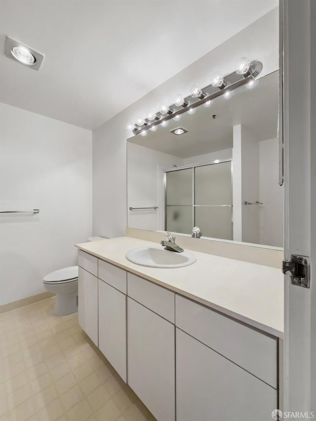 601 Van Ness Ave Unit 71, San Francisco, CA 94102 - bathroom featuring vanity, an enclosed shower, and tile patterned floors