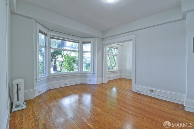 unfurnished room with baseboards and wood finished floors