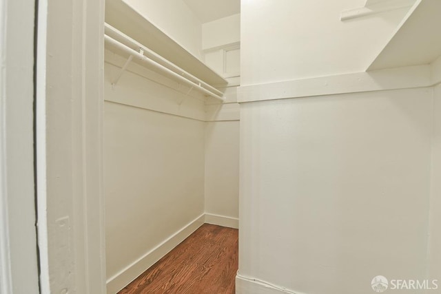 walk in closet featuring wood finished floors