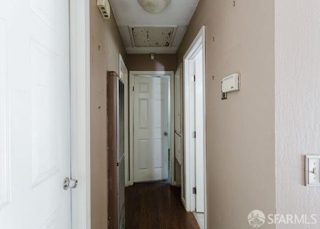 615 Wernmark Dr, Red Bluff, CA 96080 - hall featuring attic access and dark wood-type flooring