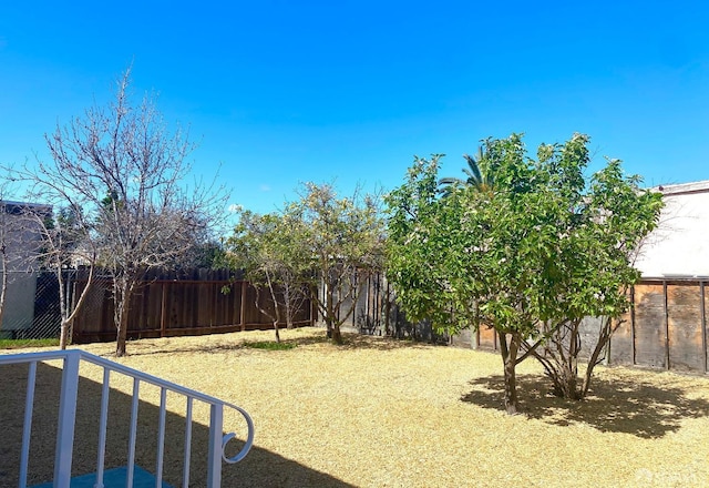 view of yard featuring a fenced backyard