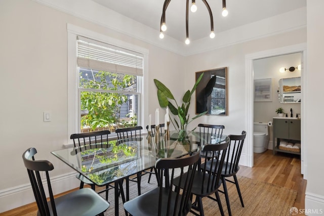 dining room with wood finished floors