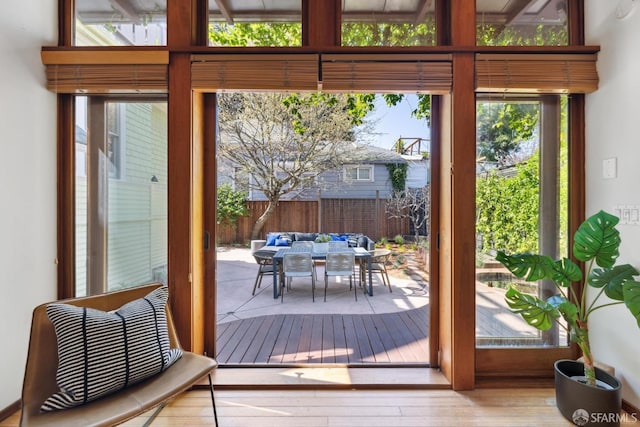 doorway to outside featuring hardwood / wood-style floors