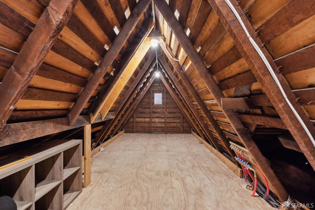 view of unfinished attic