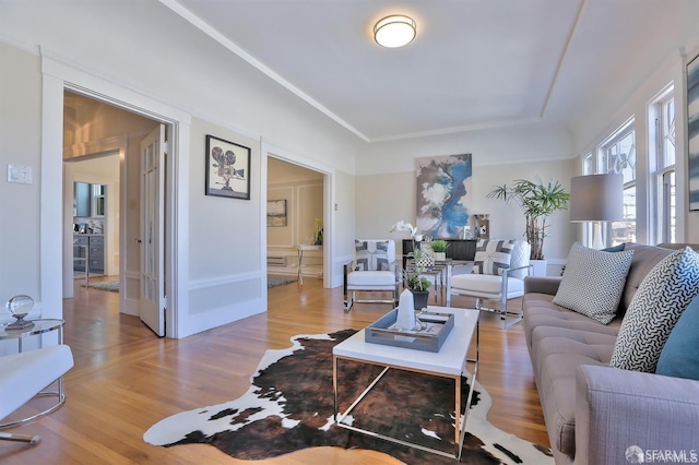 living room with wood-type flooring