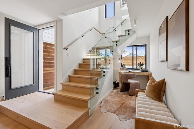 738 Athens St, San Francisco, CA 94112 - foyer with stairway and wood finished floors