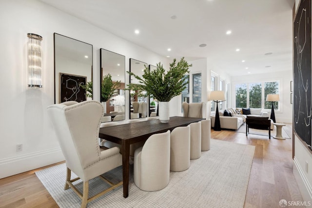 dining space featuring light hardwood / wood-style floors