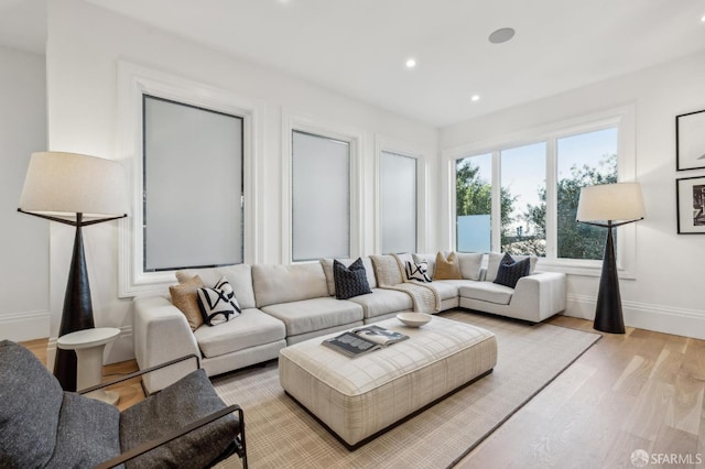 living room featuring light hardwood / wood-style flooring