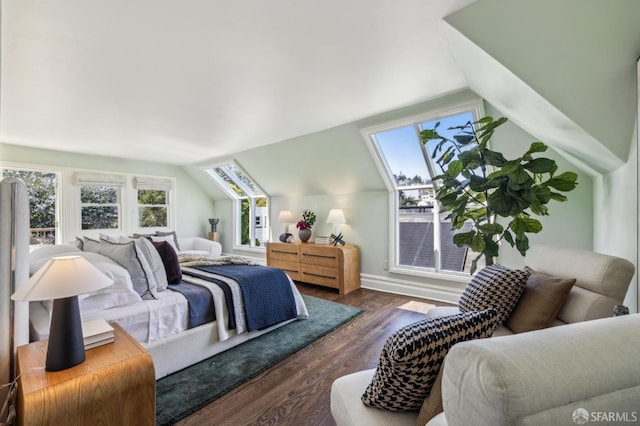 318 Caselli Ave, San Francisco, CA 94114 - bedroom featuring lofted ceiling, wood finished floors, multiple windows, and baseboards