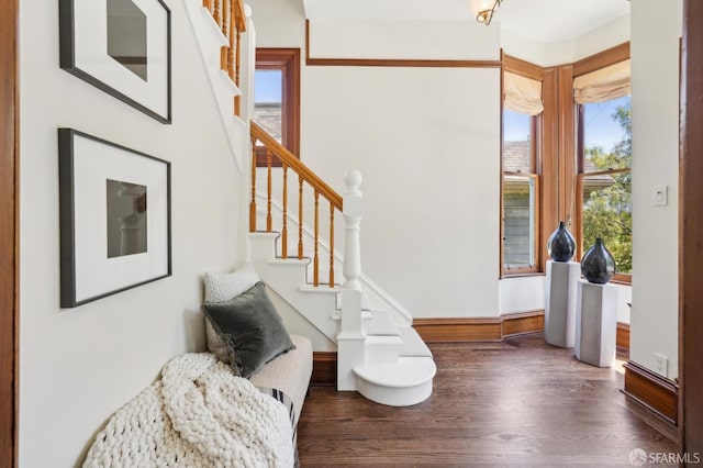 318 Caselli Ave, San Francisco, CA 94114 - entryway with plenty of natural light, wood finished floors, stairway, and baseboards