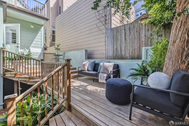 318 Caselli Ave, San Francisco, CA 94114 - wooden terrace featuring stairs and an outdoor hangout area