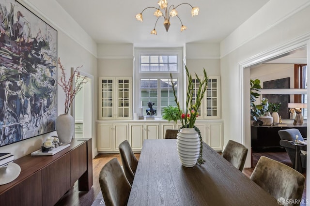 318 Caselli Ave, San Francisco, CA 94114 - dining area featuring a chandelier, wood finished floors, and a desk