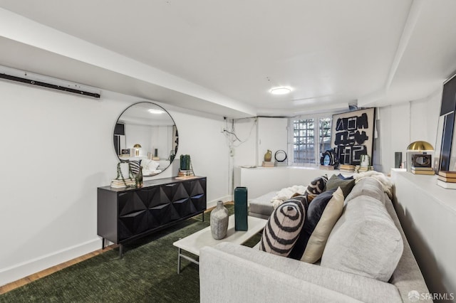 318 Caselli Ave, San Francisco, CA 94114 - living area with wood finished floors, baseboards, and an AC wall unit