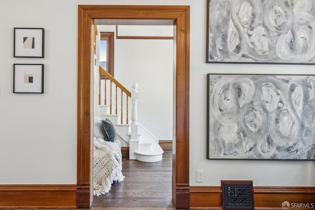 318 Caselli Ave, San Francisco, CA 94114 - corridor with wood finished floors and stairs