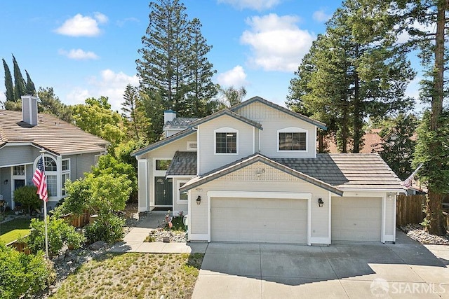 front facade with a garage