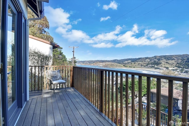 deck featuring a mountain view