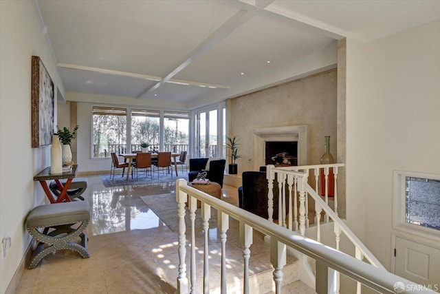 interior space featuring coffered ceiling