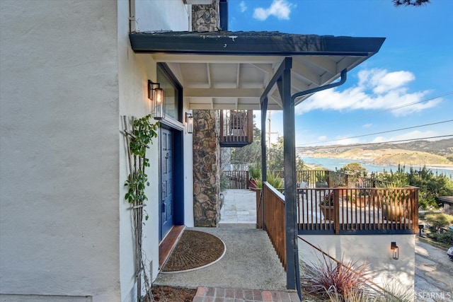 entrance to property featuring a mountain view