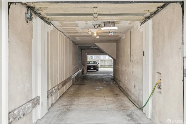 garage with a garage door opener