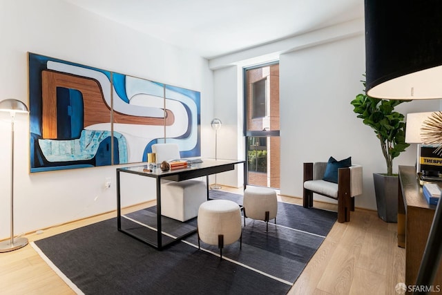 office area featuring hardwood / wood-style floors