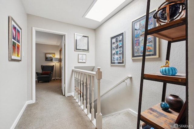 1421 El Camino Real Unit 3, Burlingame, CA 94010 - hallway with an upstairs landing, baseboards, and carpet floors