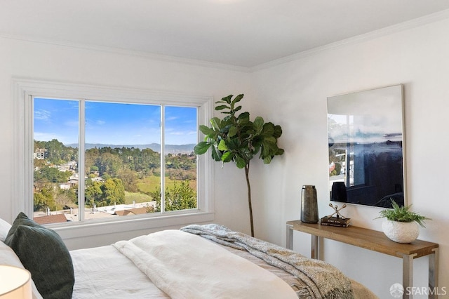 bedroom featuring crown molding