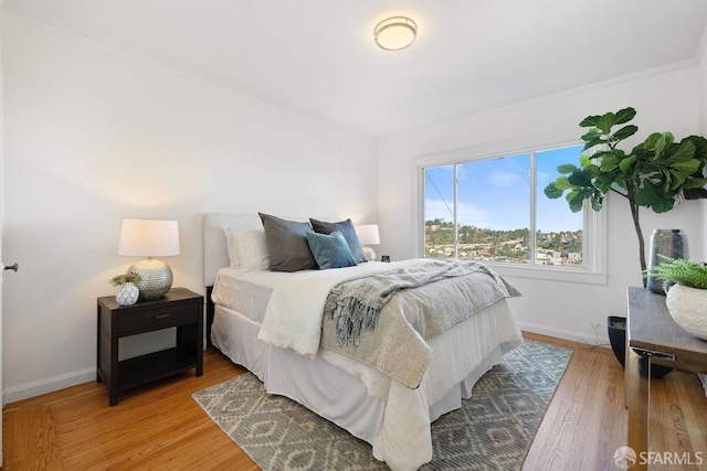 bedroom with wood-type flooring