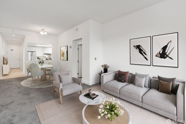 living room featuring carpet flooring