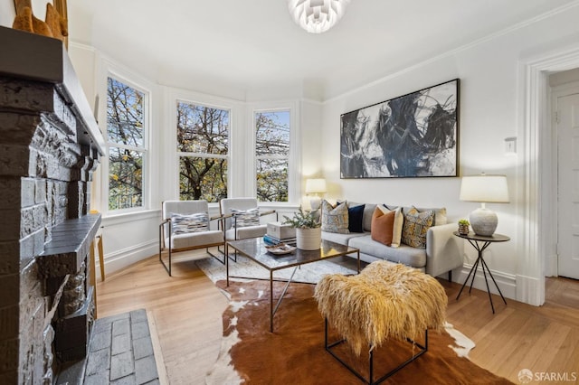 living room with light wood-type flooring