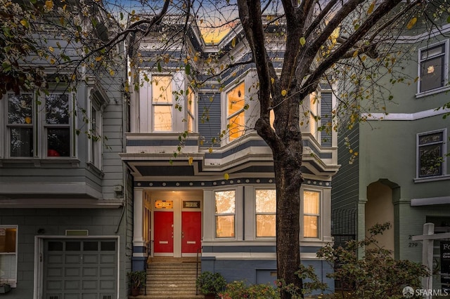 view of front of house with a garage