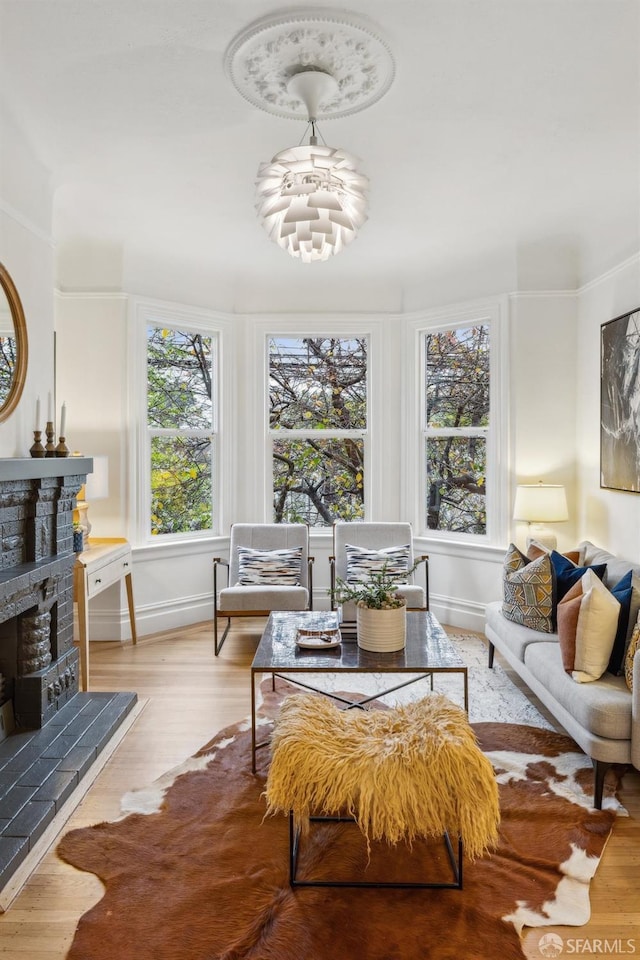 living room with light wood-type flooring