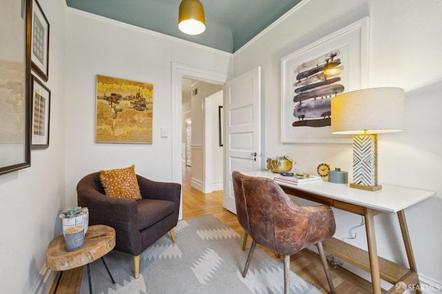 home office featuring light wood-type flooring