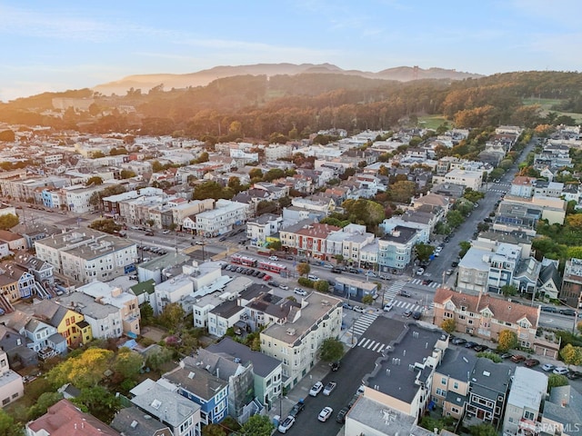 aerial view with a mountain view