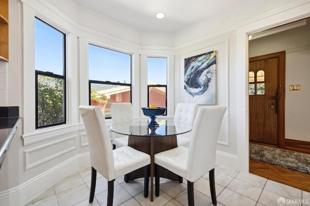 view of tiled dining area