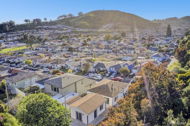 bird's eye view featuring a residential view and a mountain view