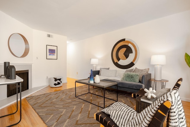 living room featuring light hardwood / wood-style flooring